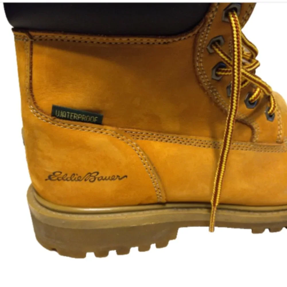 Eddie Bauer Warren Men 10 Waterproof Nubuck Leather Thinsulate Boots Tan